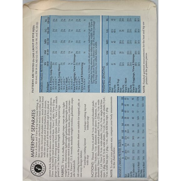 Vintage Sewing Pattern For Maternity Separates Dresses & Tops Sizes S-L - Picture 2 of 2